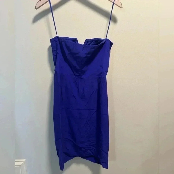 NWT Date Night Dress Yumi Kim Revolve Dodger Blue Strapless Short Silk Dress L - Picture 5 of 11